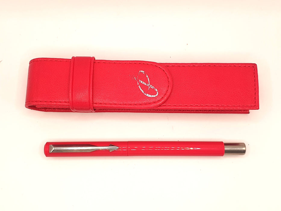 Vintage Parker Vector Pink with Chrome Trim Fountain Pen (M Nib) with Original Pink Case