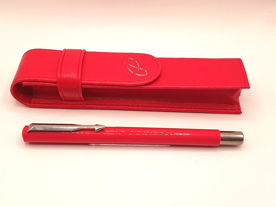 Vintage Parker Vector Pink with Chrome Trim Fountain Pen (M Nib) with Original Pink Case