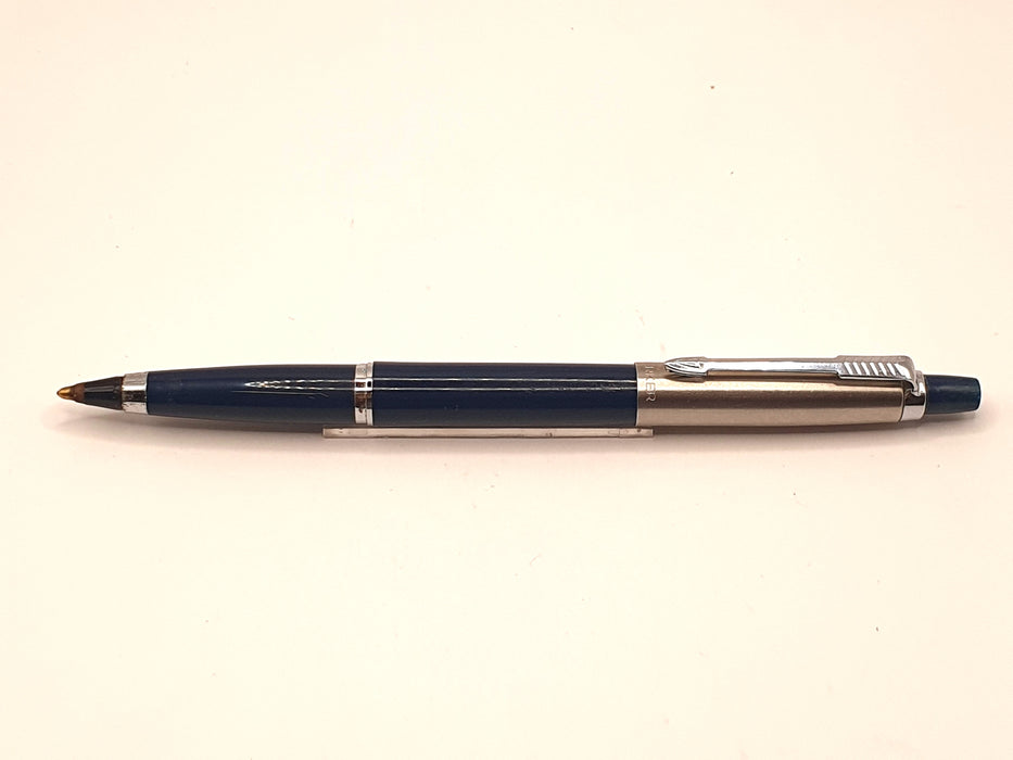 Vintage Parker Jotter Midnight Blue with Lustraloy Cap and Chrome Trim Fibre/Felt Tip Pen with Adapted Ballpoint Refill