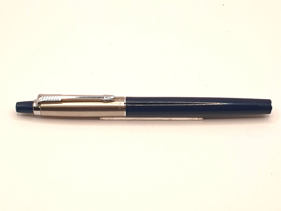 Vintage Parker Jotter Midnight Blue with Lustraloy Cap and Chrome Trim Fibre/Felt Tip Pen with Adapted Ballpoint Refill