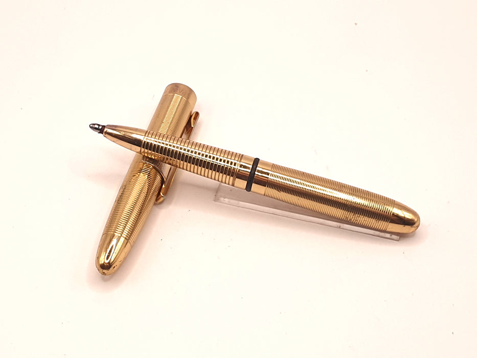Vintage Fisher Bullet Space Pen Gold with Horizonal Lines Pattern and Removeable Clip