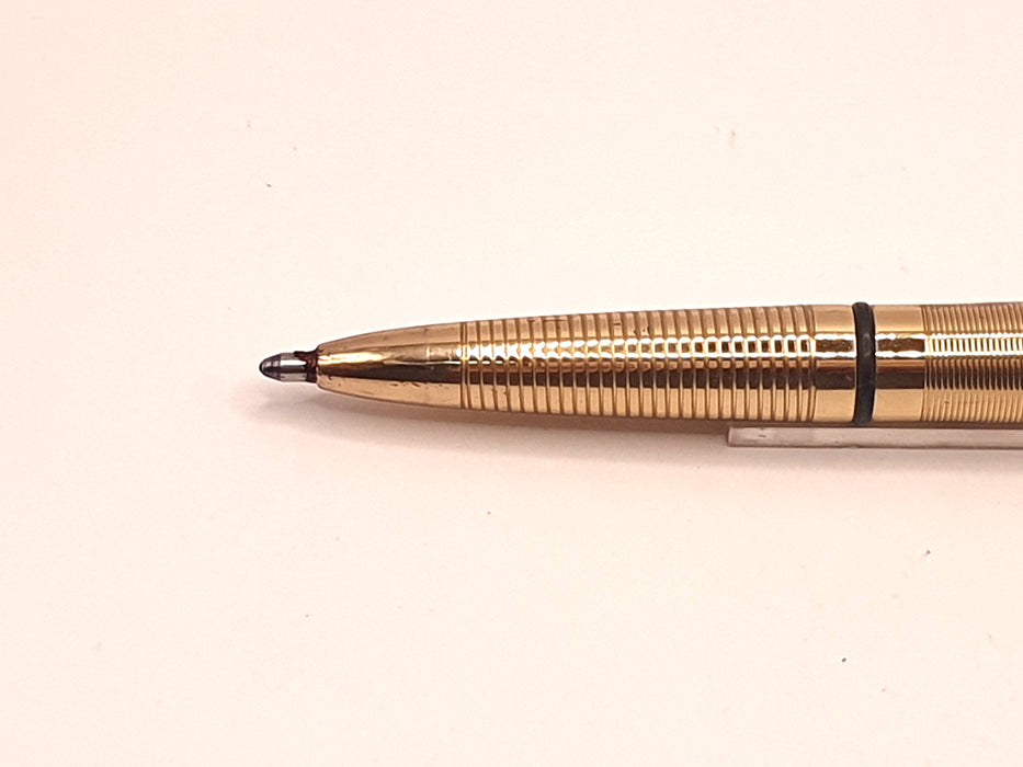 Vintage Fisher Bullet Space Pen Gold with Horizonal Lines Pattern and Removeable Clip