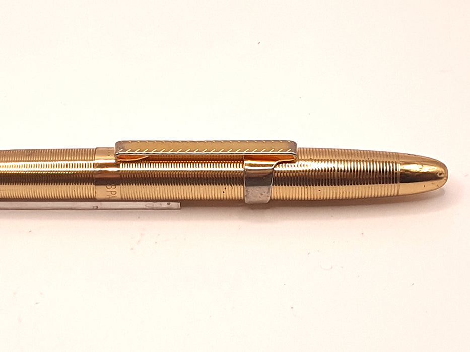Vintage Fisher Bullet Space Pen Gold with Horizonal Lines Pattern and Removeable Clip