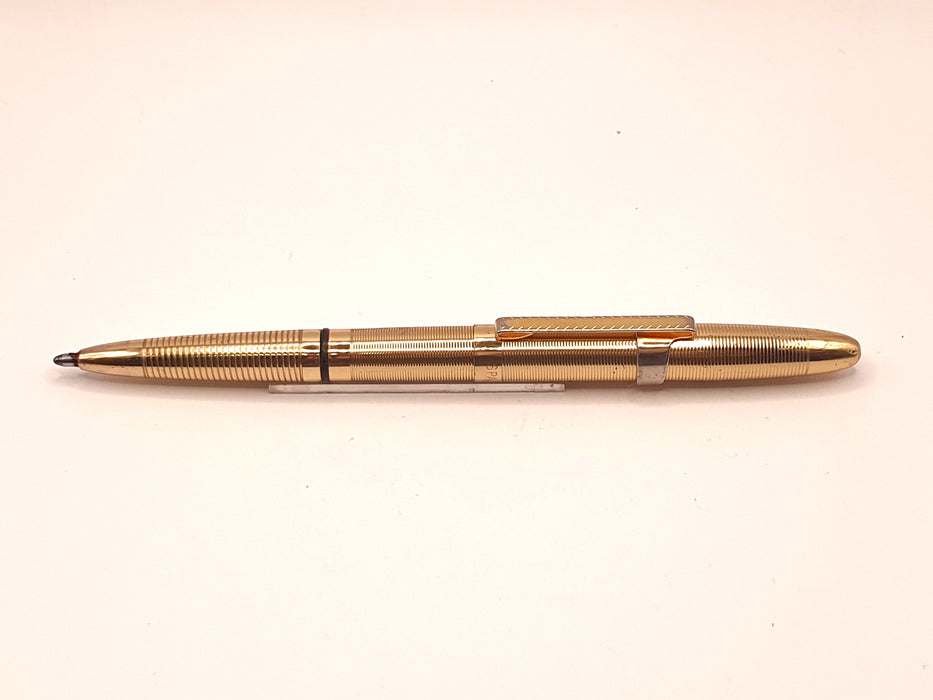 Vintage Fisher Bullet Space Pen Gold with Horizonal Lines Pattern and Removeable Clip