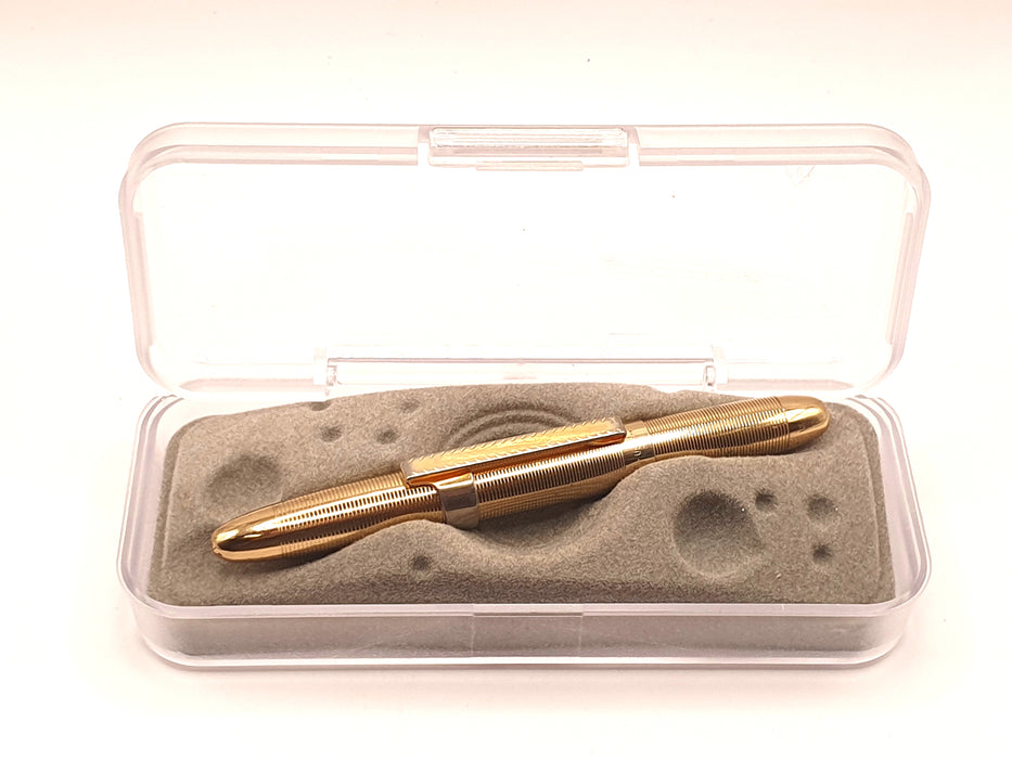 Vintage Fisher Bullet Space Pen Gold with Horizonal Lines Pattern and Removeable Clip