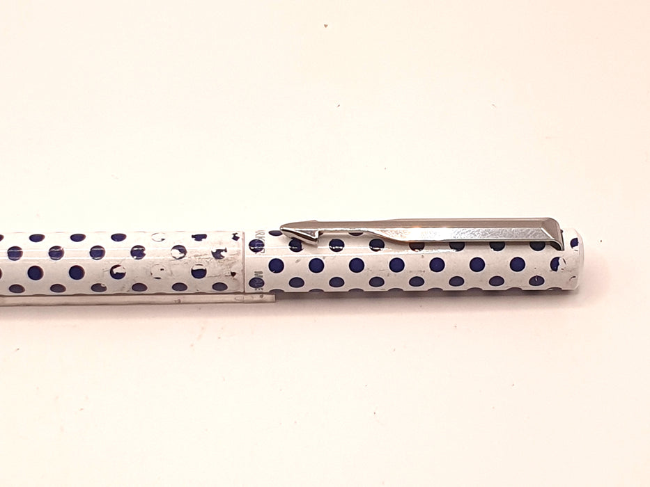 Vintage Parker Vector Black and White Polka Dots with Chrome Trim Rollerball Pen