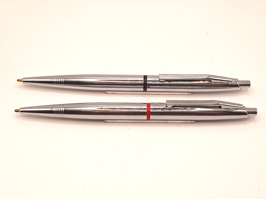 Vintage Conway Stewart Chrome Ballpoint Set
