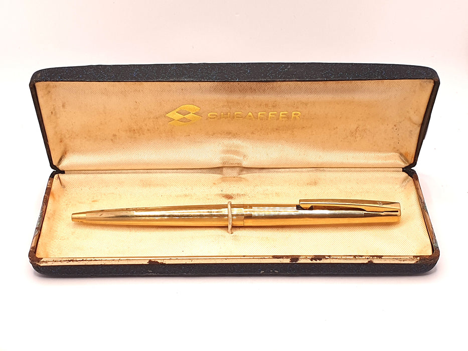 Vintage Sheaffer Reminder-Clip Striated Gold Ballpoint Pen