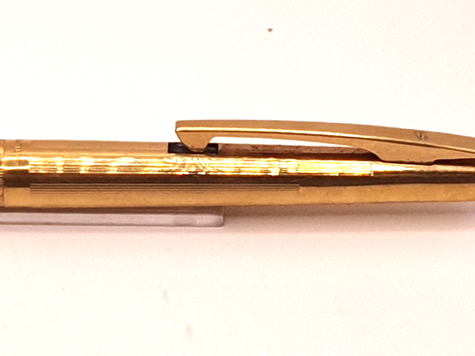 Vintage Sheaffer Reminder-Clip Striated Gold Ballpoint Pen