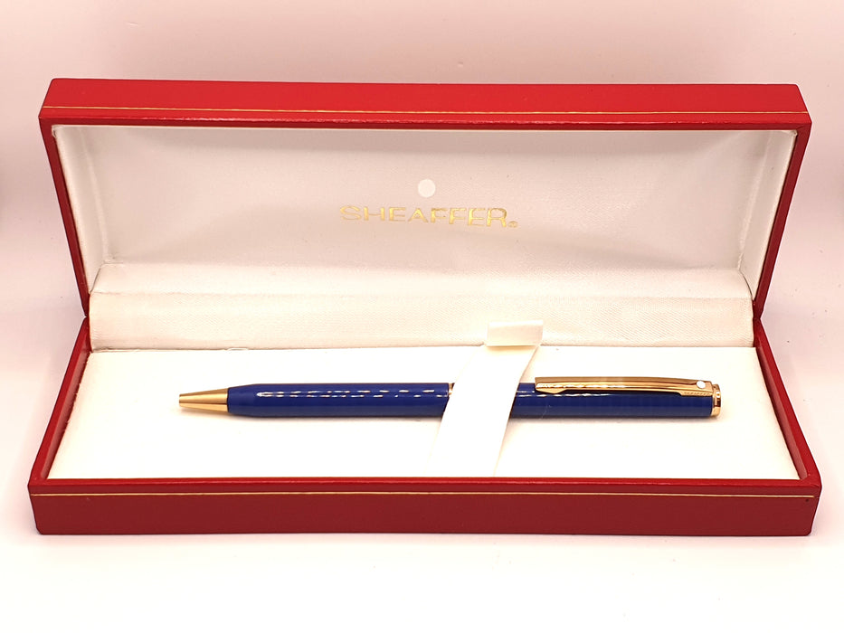 Vintage Sheaffer Fashion Blue Marble with Gold Trim Ballpoint Pen