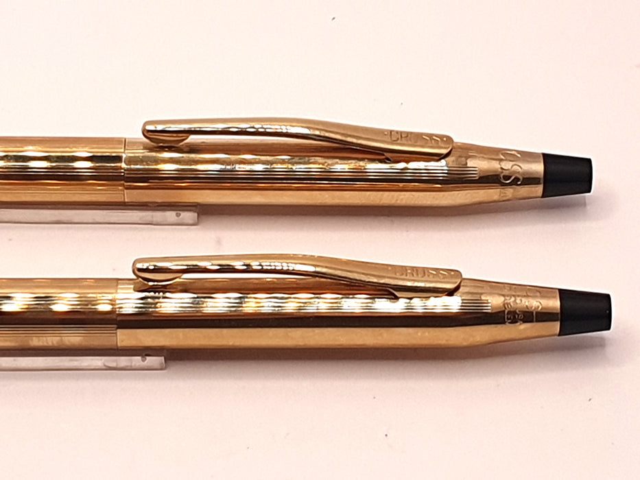 Vintage Cross Classic Century Striated 1/20 10ct Rolled Gold Ballpoint Pen & Mechanical Pencil (0.5mm) Set