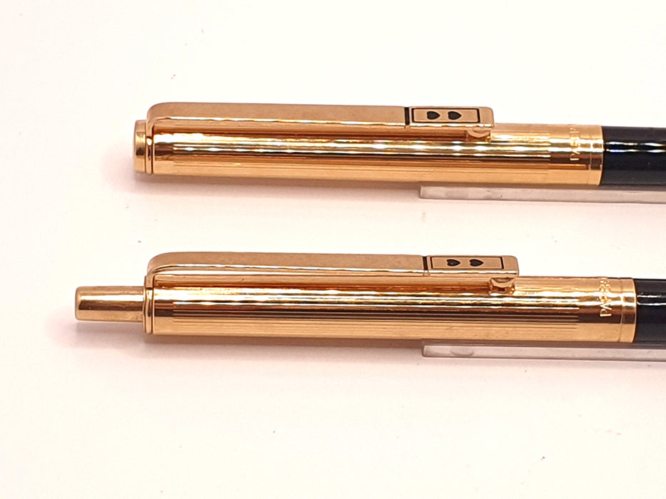 Vintage Papermate Black with Striated Gold Cap Ballpoint Pen & Mechanical Pencil (0.9mm) Set