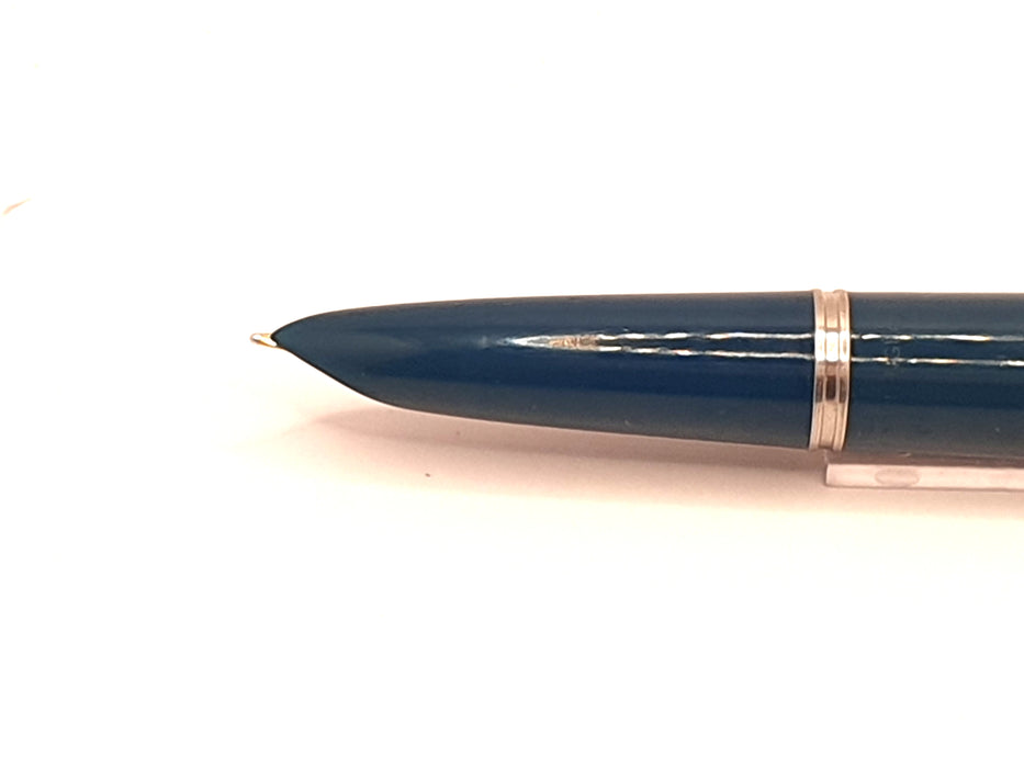 Vintage Parker 51 Mk II-B Teal with Lustraloy Cap and Chrome Trim Fountain Pen (14ct M Nib)