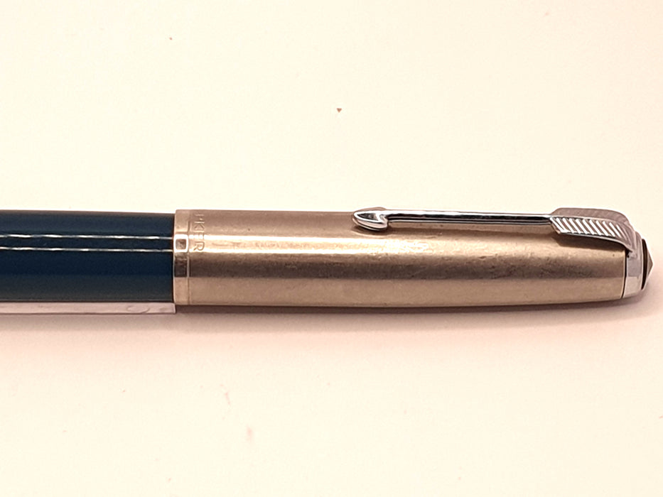 Vintage Parker 51 Mk II-B Teal with Lustraloy Cap and Chrome Trim Fountain Pen (14ct M Nib)