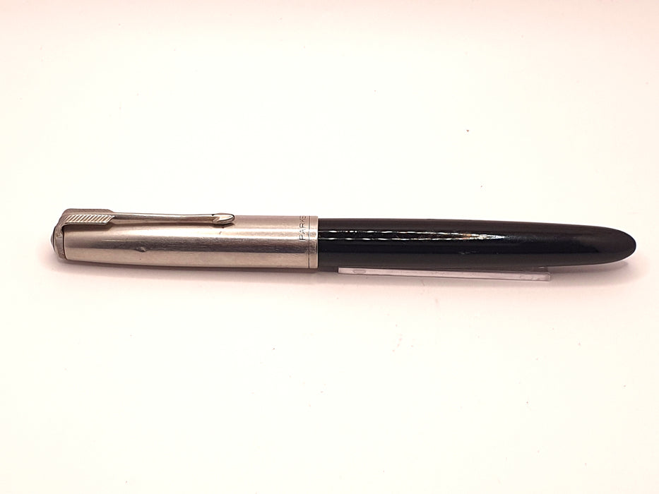 Vintage Parker 51 Mk II Black with Chrome Trim and Lustraloy Cap Fountain Pen (14ct F Nib)