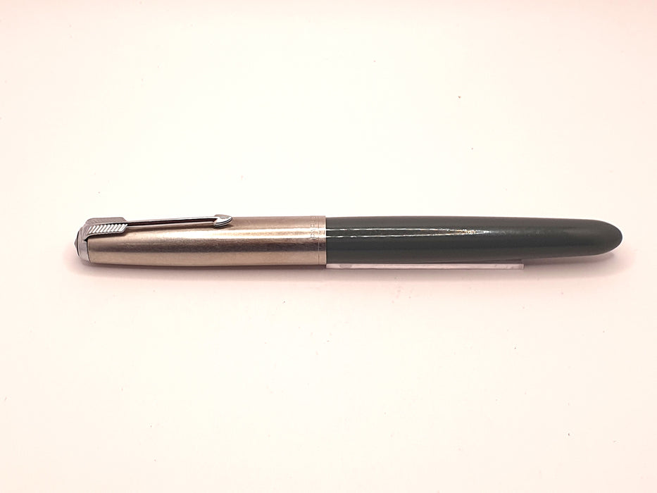 Vintage Parker 51 Mk II-B Grey with Lustraloy Cap and Chrome Trim Fountain Pen (14ct M Nib)