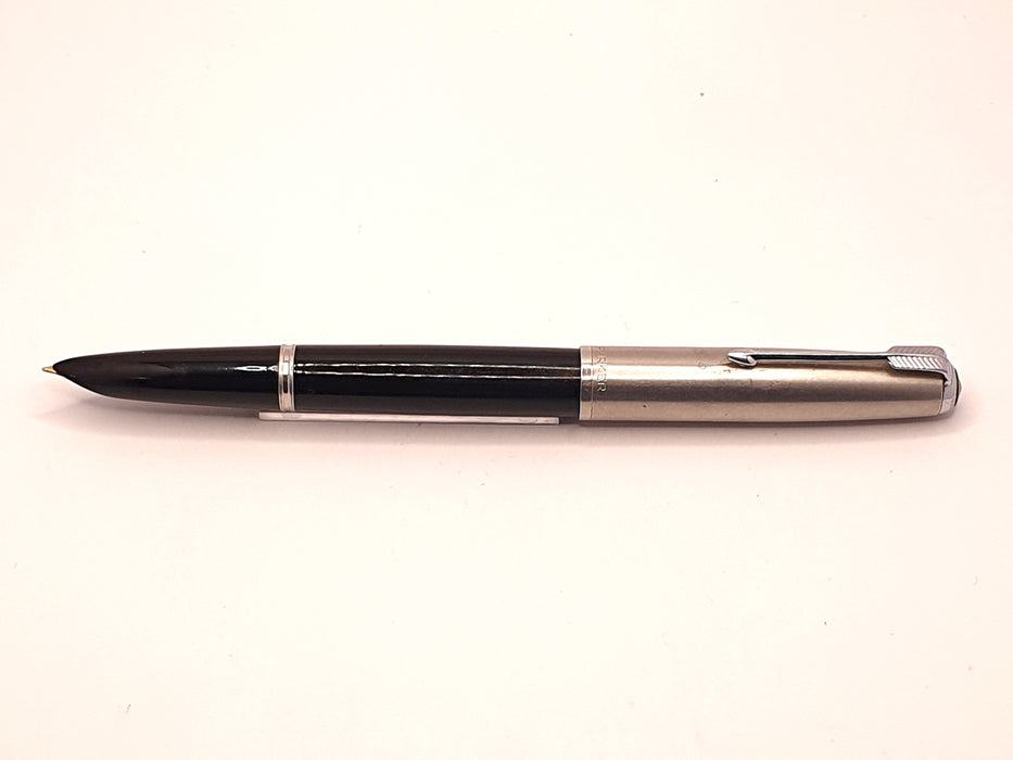 Vintage Parker 51 Mk II-B Black with Lustraloy Cap and Chrome Trim Fountain Pen (14ct M Nib)