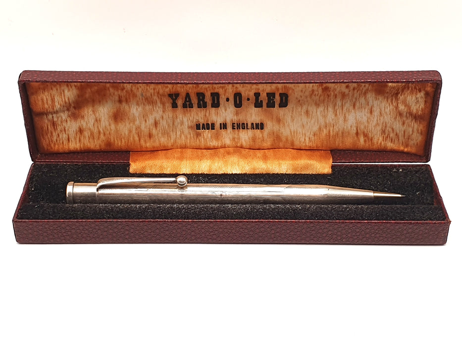 Vintage Yard O Led Early Model Sterling Silver Chevron Pattern Mechanical Pencil (1.18mm) with Original Box
