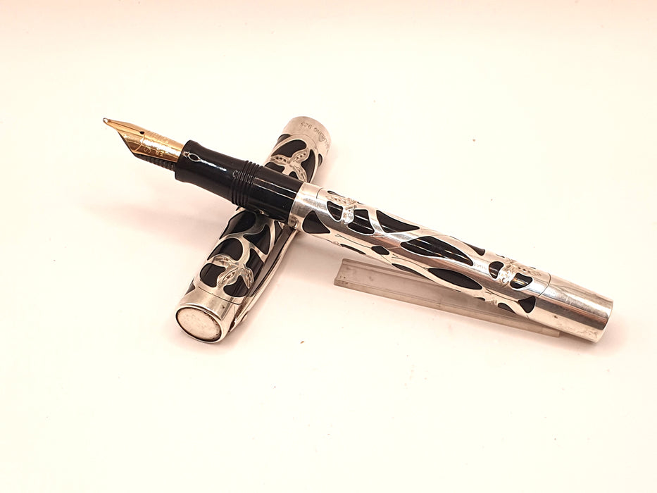 Vintage Sheaffer Nostalgia 800 Sterling Silver Filigree Overlay Fountain Pen (14ct B Nib)