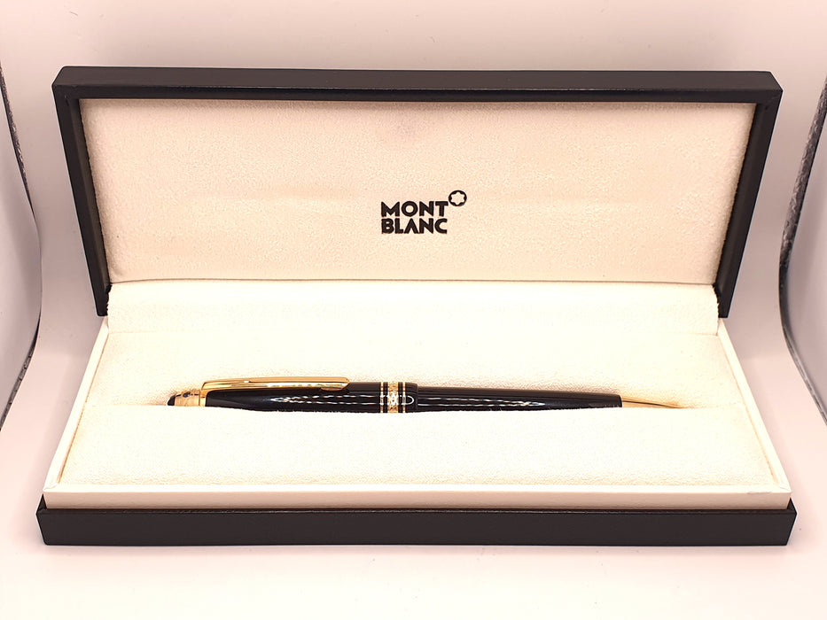 Vintage Montblanc LeGrand UNICEF Signature for Good Edition Black with Gold Trim Olive Wreath and Sapphire Jewel Cap Band Ballpoint Pen