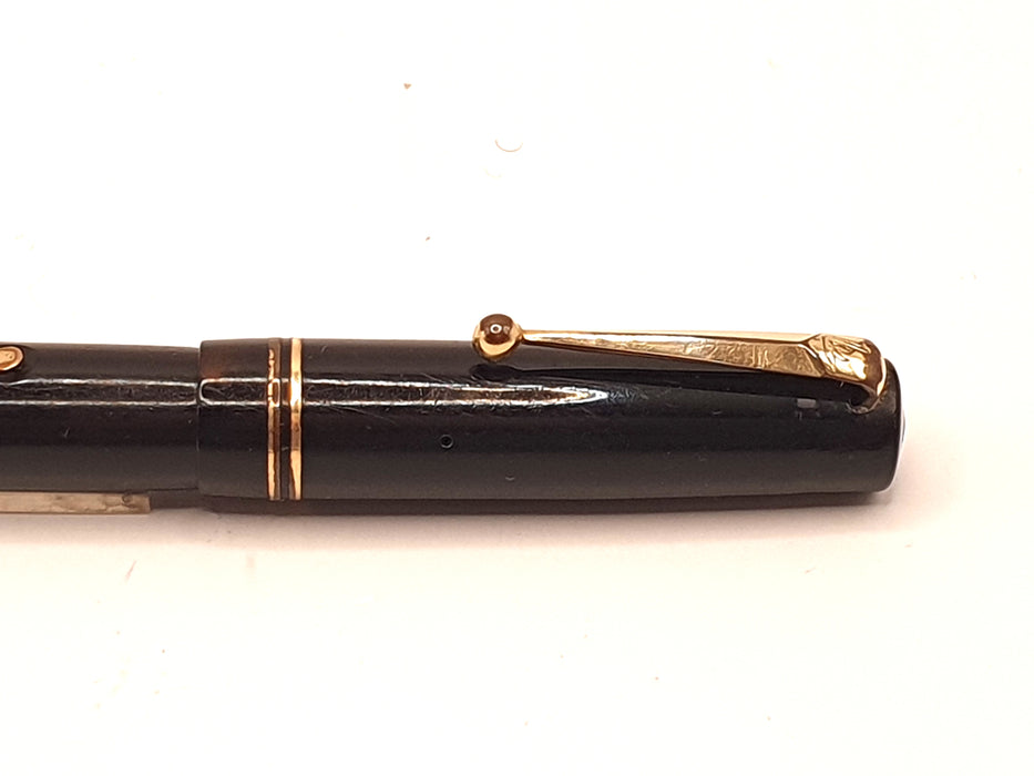 Vintage Mabie Todd Swan Self Filler Black with Gold Trim Fountain Pen (14ct F Nib)