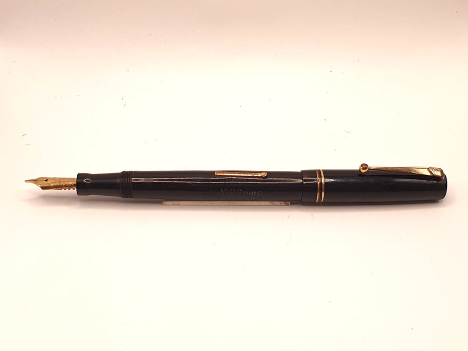 Vintage Mabie Todd Swan Self Filler Black with Gold Trim Fountain Pen (14ct F Nib)