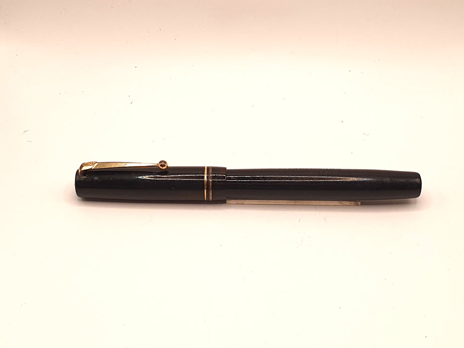 Vintage Mabie Todd Swan Self Filler Black with Gold Trim Fountain Pen (14ct F Nib)