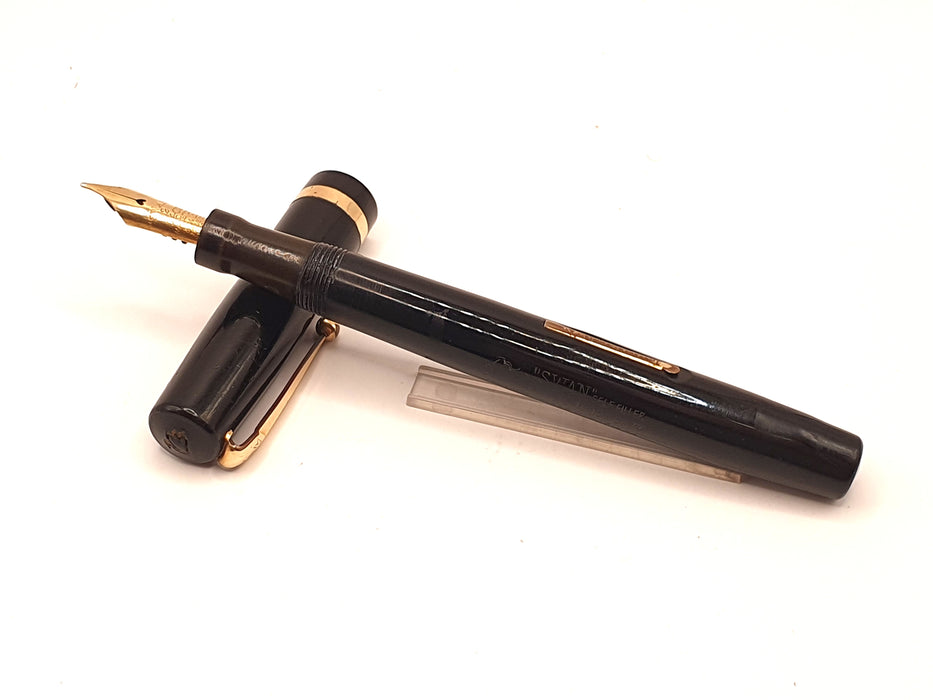 Vintage Mabie Todd Swan Self-Filler Black Hard Rubber with Gold Trim Fountain Pen (14ct MF Nib)
