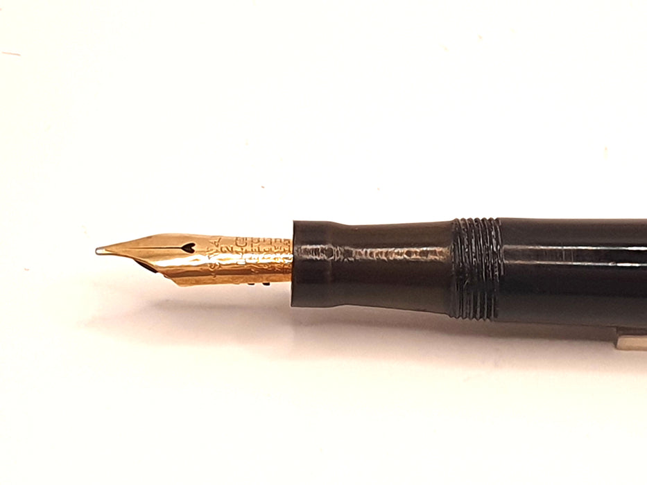 Vintage Mabie Todd Swan Self-Filler Black Hard Rubber with Gold Trim Fountain Pen (14ct MF Nib)