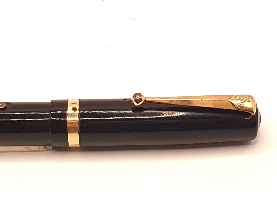 Vintage Mabie Todd Swan Self-Filler Black Hard Rubber with Gold Trim Fountain Pen (14ct MF Nib)