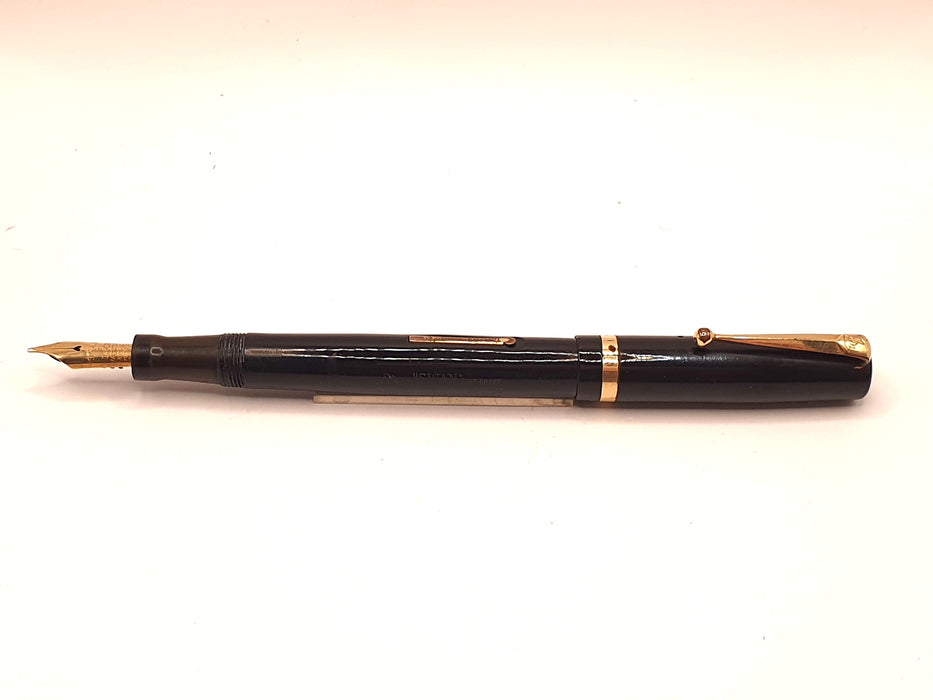 Vintage Mabie Todd Swan Self-Filler Black Hard Rubber with Gold Trim Fountain Pen (14ct MF Nib)