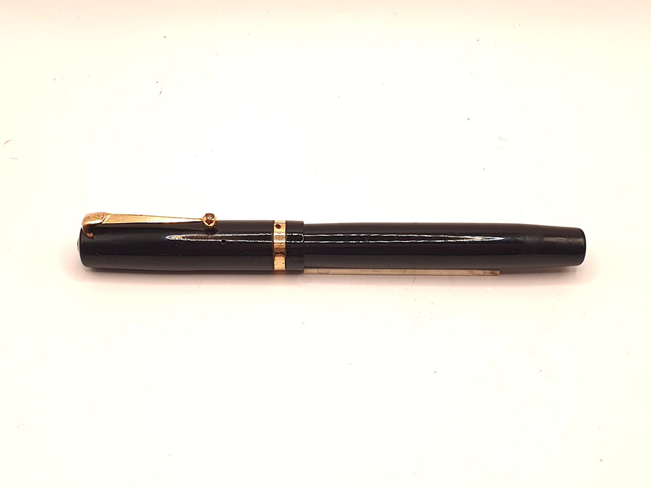 Vintage Mabie Todd Swan Self-Filler Black Hard Rubber with Gold Trim Fountain Pen (14ct MF Nib)