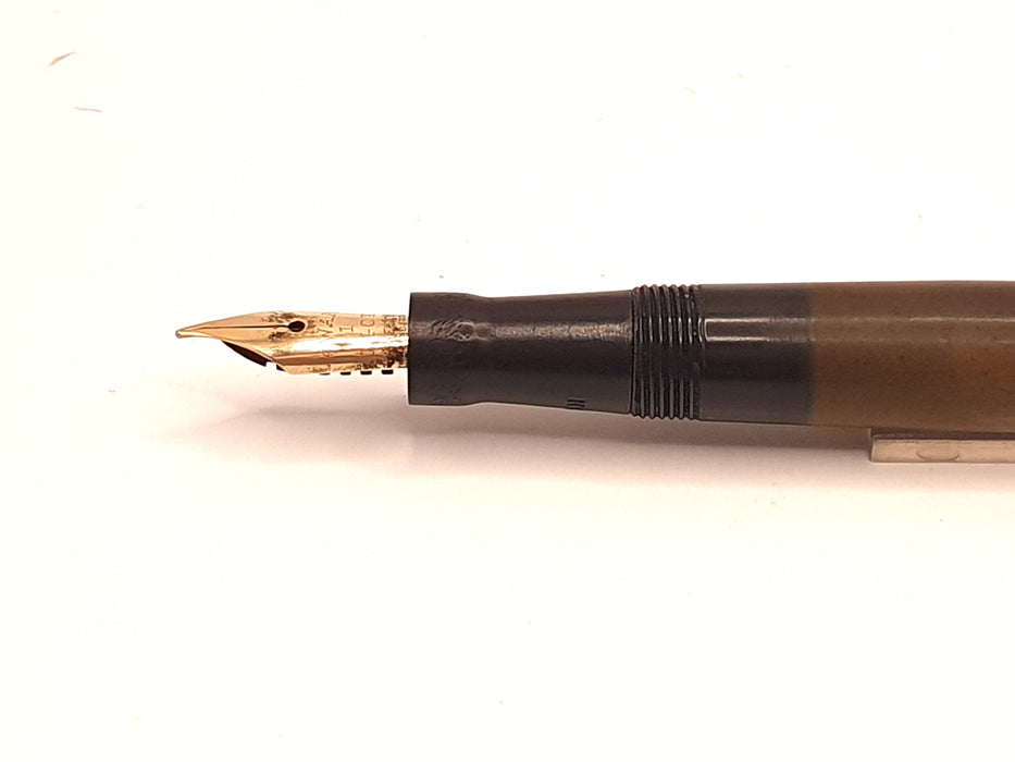Vintage Mabie Todd Swan Self-Filler Brown Hard Rubber with Gold Trim Fountain Pen (14ct F Nib)