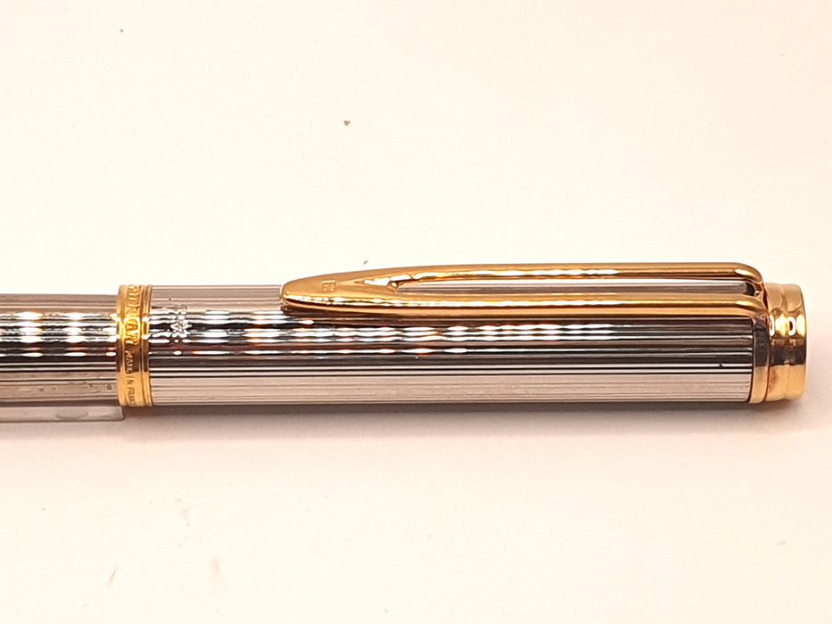 Vintage Waterman Gentleman Fluted Sterling Silver with Gold Trim Fountain Pen (18ct M Nib)