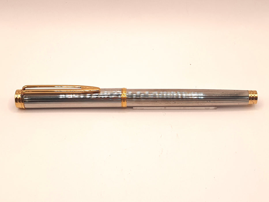 Vintage Waterman Gentleman Fluted Sterling Silver with Gold Trim Fountain Pen (18ct M Nib)