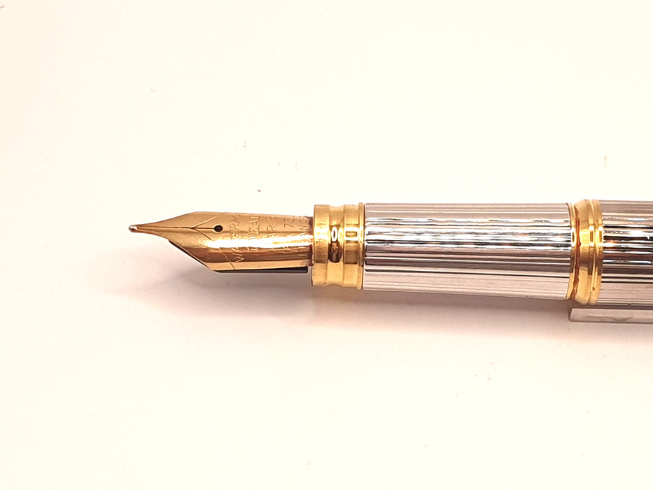 Vintage Waterman Gentleman Fluted Sterling Silver with Gold Trim Fountain Pen (18ct M Nib)