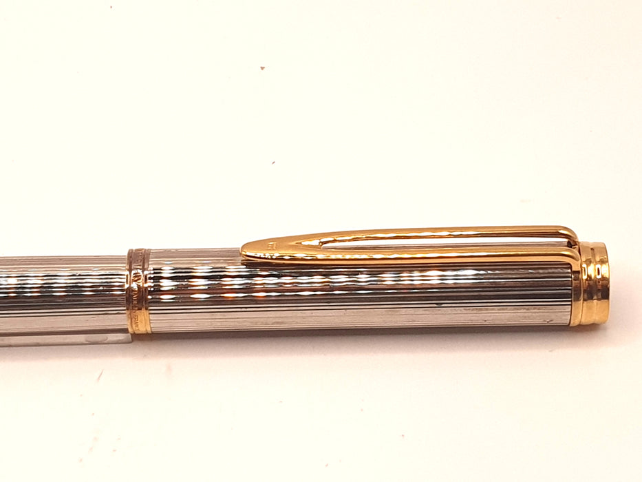 Vintage Waterman Gentleman Fluted Sterling Silver with Gold Trim Fountain Pen (18ct M Nib)