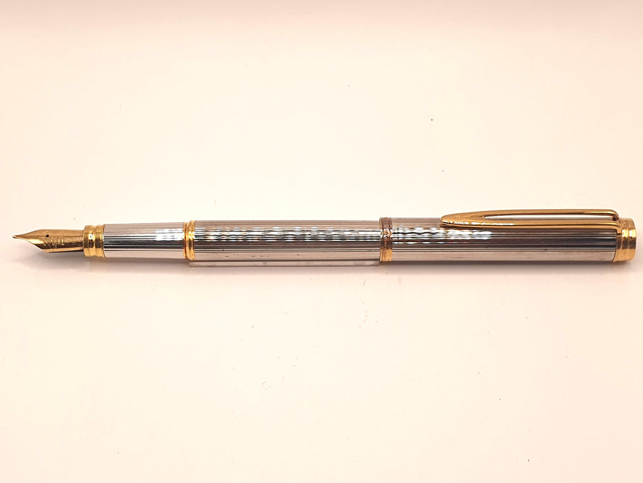 Vintage Waterman Gentleman Fluted Sterling Silver with Gold Trim Fountain Pen (18ct M Nib)