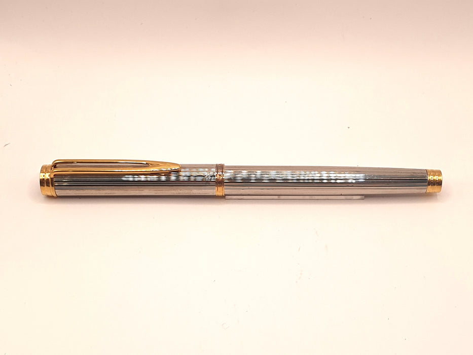 Vintage Waterman Gentleman Fluted Sterling Silver with Gold Trim Fountain Pen (18ct M Nib)
