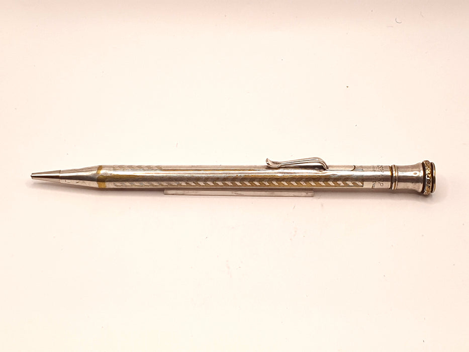 Vintage Eversharp Silver-Plated Chevrons and Lines Pattern Mechanical Pencil (1.18mm)
