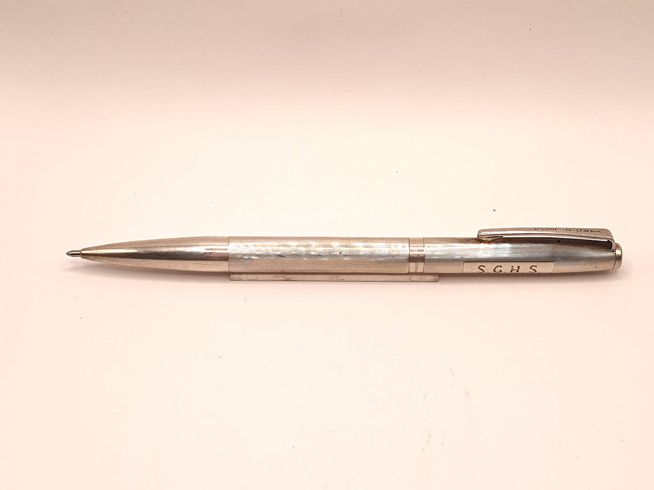Vintage Yard of Led Deluxe Striated Sterling Silver Ballpoint Pen