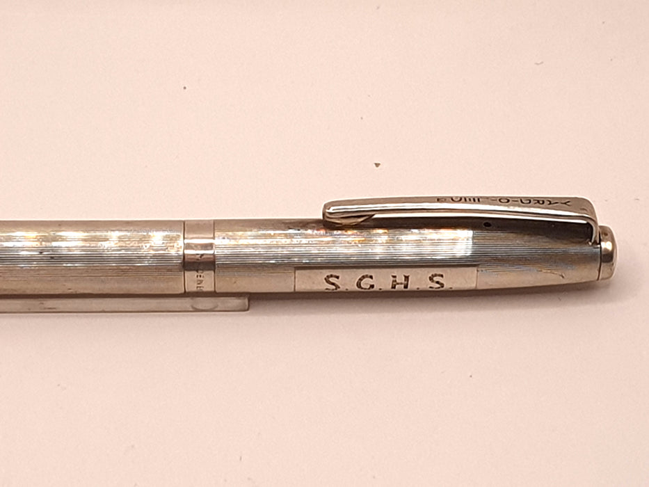 Vintage Yard of Led Deluxe Striated Sterling Silver Ballpoint Pen