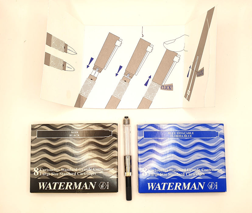 Vintage Waterman Sérénité Black with Sterling Silver Trim Fountain Pen (18ct M Nib)