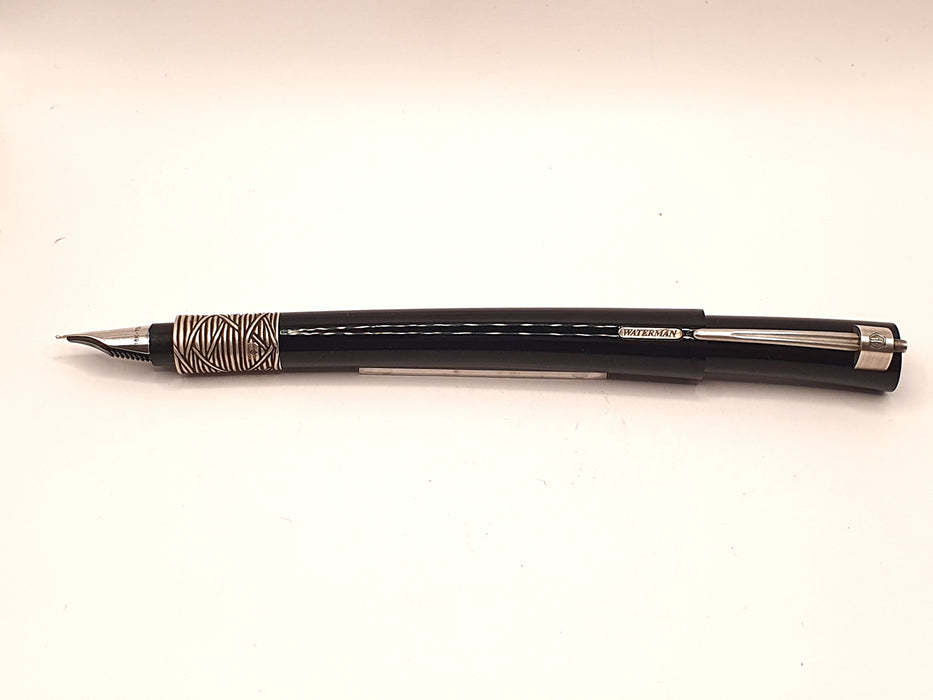 Vintage Waterman Sérénité Black with Sterling Silver Trim Fountain Pen (18ct M Nib)