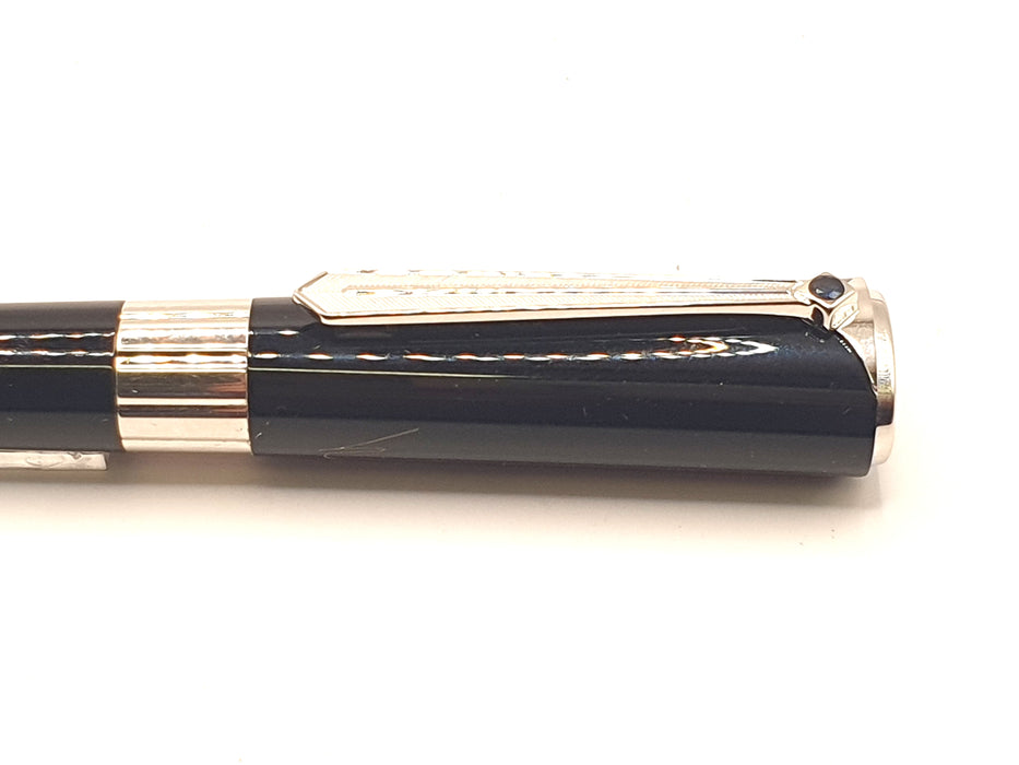 Vintage Montblanc Marlene Dietrich Special Edition Black with Platinum Trim And Sapphire Cap Jewel Ballpoint Pen