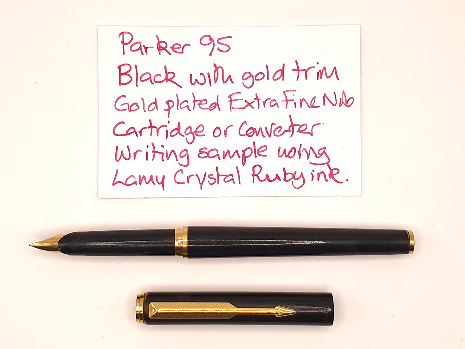 Vintage Parker 95 Black with Gold Trim Fountain Pen (GP EF Nib)