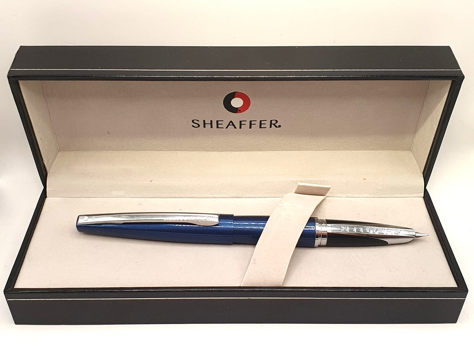 Vintage Sheaffer Taranis Diamond Dust Blue with Chrome Trim Fountain Pen (F Nib)