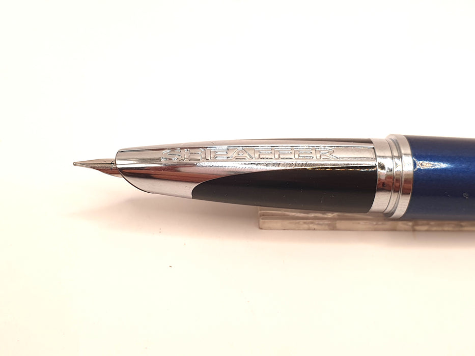 Vintage Sheaffer Taranis Diamond Dust Blue with Chrome Trim Fountain Pen (F Nib)