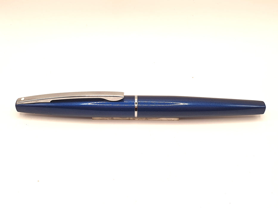 Vintage Sheaffer Taranis Diamond Dust Blue with Chrome Trim Fountain Pen (F Nib)