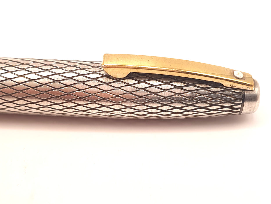 Vintage Sheaffer Imperial Sterling Silver Diamond Pattern with Gold Trim (14ct EF Nib)